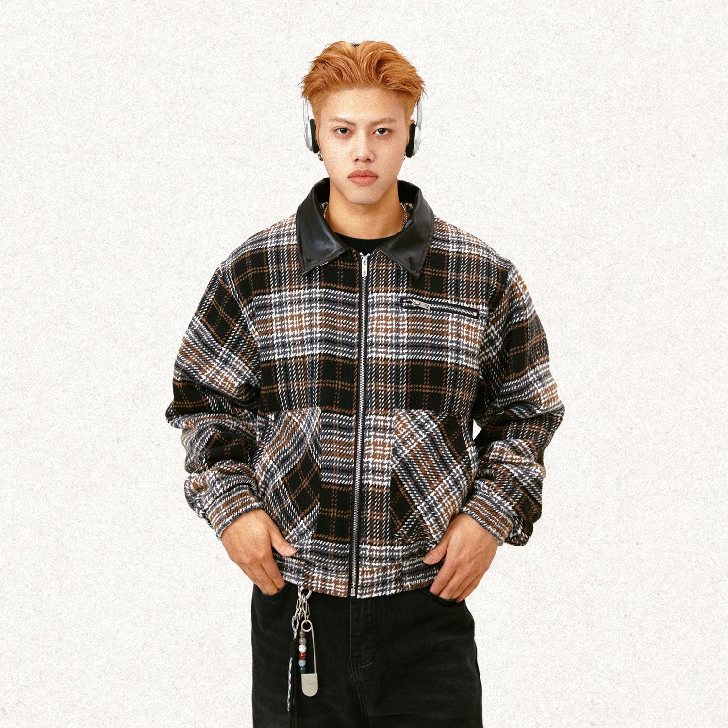 Vintage-Inspired Loose Retro Plaid Striped Jacket for Y2K Aesthetic Outfits