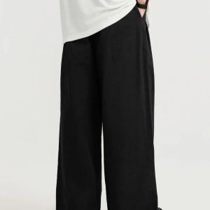 Vintage-Inspired Loose Retro Solid Pants for Y2K Aesthetic and Comfy Everyday Style