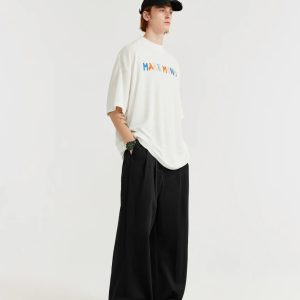 Vintage-Inspired Loose Retro Solid Pants for Y2K Aesthetic and Comfy Everyday Style