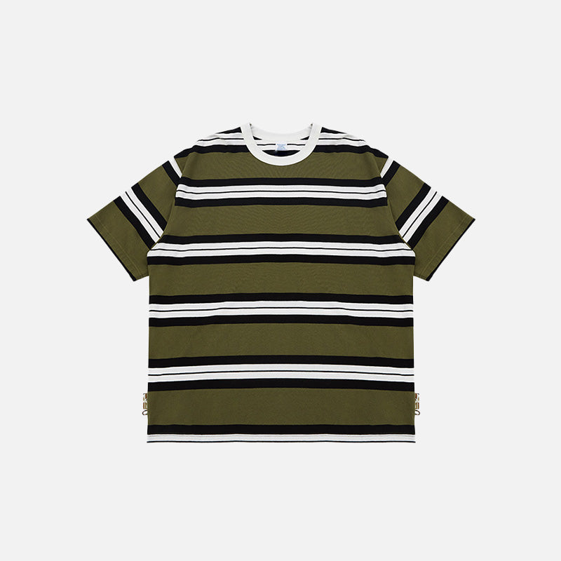 Vintage-Inspired Loose Retro Striped T-Shirt for Y2K Aesthetic Outfits