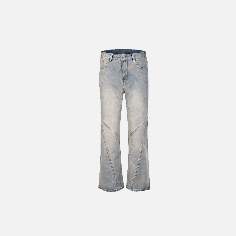 Vintage Inspired Y2K Distressed Flare Jeans for a Retro Grunge Aesthetic Look