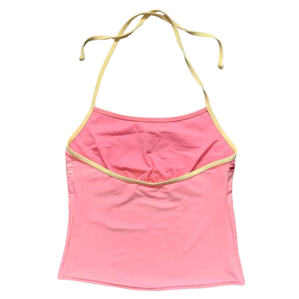 Vintage Pink Car Y2K Halter Top - Cute Y2K Fashion for Coquette Aesthetic Outfits