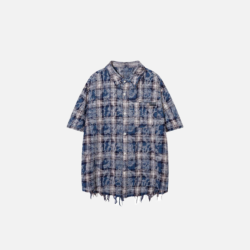 Vintage Plaid Ripped Shirt - Y2K Grunge Aesthetic Top for Trendy Outfits