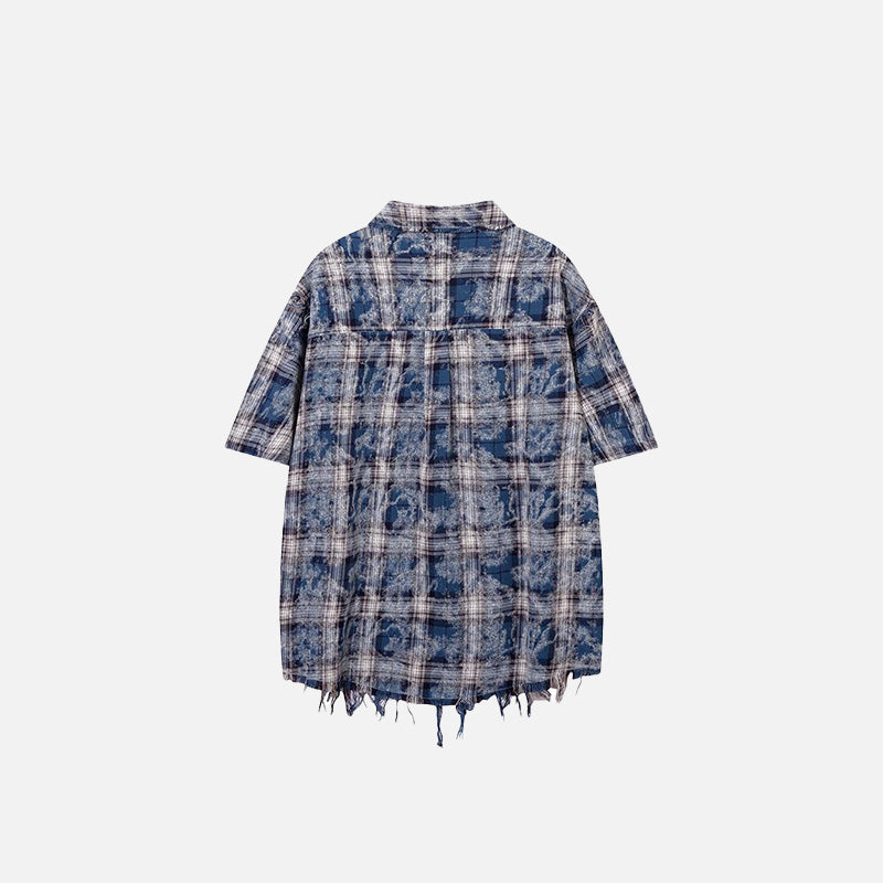 Vintage Plaid Ripped Shirt - Y2K Grunge Aesthetic Top for Trendy Outfits