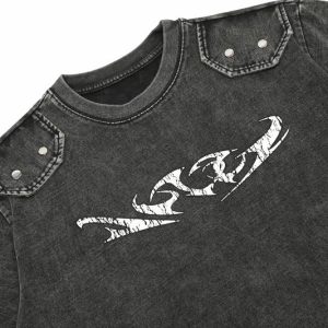 Vintage Retro Embroidery Patch T-Shirt | Y2K Aesthetic Cute Top for Unique Style