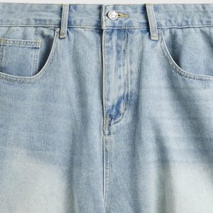 Vintage Ripped Holes Y2K Denim Jorts for Trendy Grunge Aesthetic Outfits