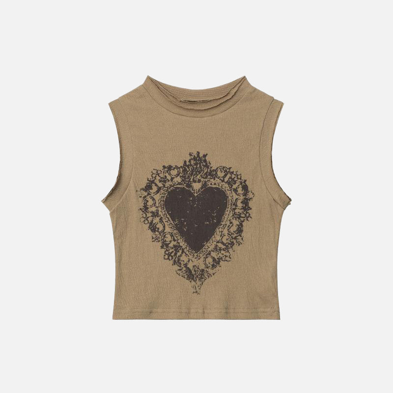 Vintage Royal Heart Y2K Cropped Top - Cute Aesthetic Fashion for Trendy Outfits