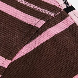 Vintage Stripe Polo Tee - Y2K Aesthetic Top for Coquette and Grunge Style Outfits