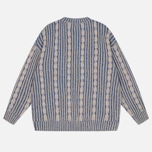 Vintage Stripe Sweater - Y2K Aesthetic Knit Top for Cozy Retro Style