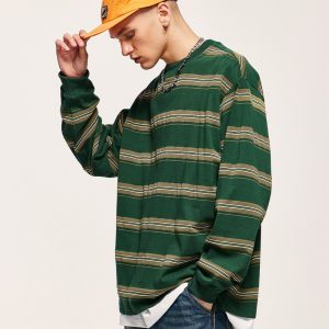 Vintage Striped Y2K Aesthetic Loose Long-Sleeved T-Shirt for Effortless Style