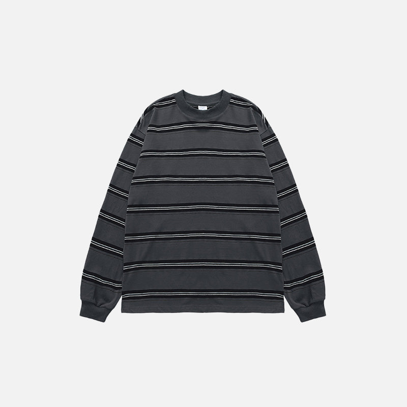 Vintage Striped Y2K Aesthetic Loose Long-Sleeved T-Shirt for Effortless Style