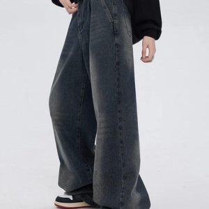 Vintage Wash High Rise Boyfriend Jeans - Y2K Style Denim for Effortless Aesthetic Outfits