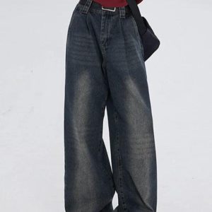 Vintage Wash High Rise Boyfriend Jeans - Y2K Style Denim for Effortless Aesthetic Outfits