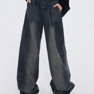 Vintage Wash High Rise Boyfriend Jeans - Y2K Style Denim for Effortless Aesthetic Outfits