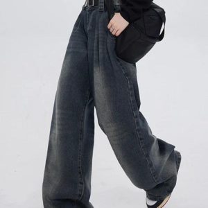 Vintage Wash High Rise Boyfriend Jeans - Y2K Style Denim for Effortless Aesthetic Outfits