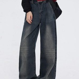 Vintage Wash High Rise Boyfriend Jeans - Y2K Style Denim for Effortless Aesthetic Outfits