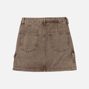 Vintage Washed Cargo Skirt - Y2K Aesthetic Grunge Style for Trendy Outfits