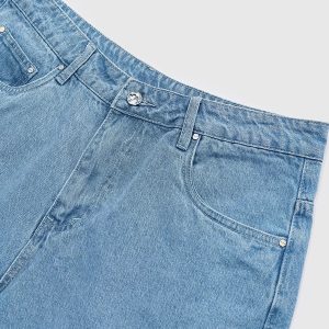 Vintage Washed Denim Jorts for Y2K Aesthetic Outfits and Grunge Style Looks