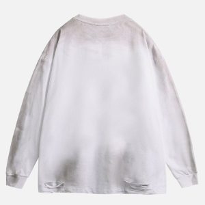 Vintage Washed Distressed Sweatshirt - Y2K Aesthetic Comfy Top for Grunge Style Lovers