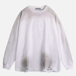 Vintage Washed Distressed Sweatshirt - Y2K Aesthetic Comfy Top for Grunge Style Lovers