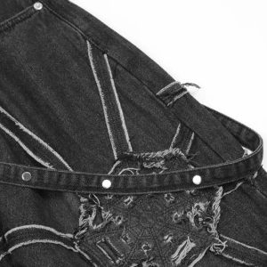 Vintage Washed Embroidery Y2K Denim Jeans for a Retro Aesthetic Look