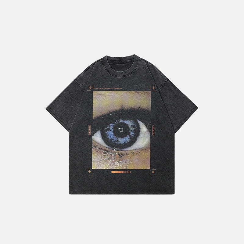 Vintage Washed Graphic Eye Tee - Y2K Aesthetic Top for Trendy Outfits and Comfy Style