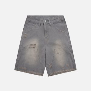 Vintage Washed Logger Jorts for Y2K Aesthetic and Grunge Style Outfits