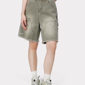 Vintage Washed Logger Jorts for Y2K Aesthetic and Grunge Style Outfits