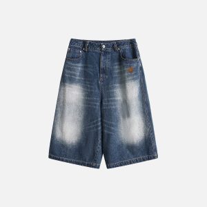 Vintage Washed Longline Jorts for Y2K Aesthetic and Grunge Style Outfits