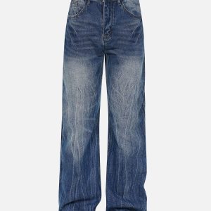 Vintage Washed Y2K Loose Jeans for a Retro Grunge Aesthetic Look