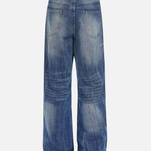 Vintage Washed Y2K Loose Jeans for a Retro Grunge Aesthetic Look