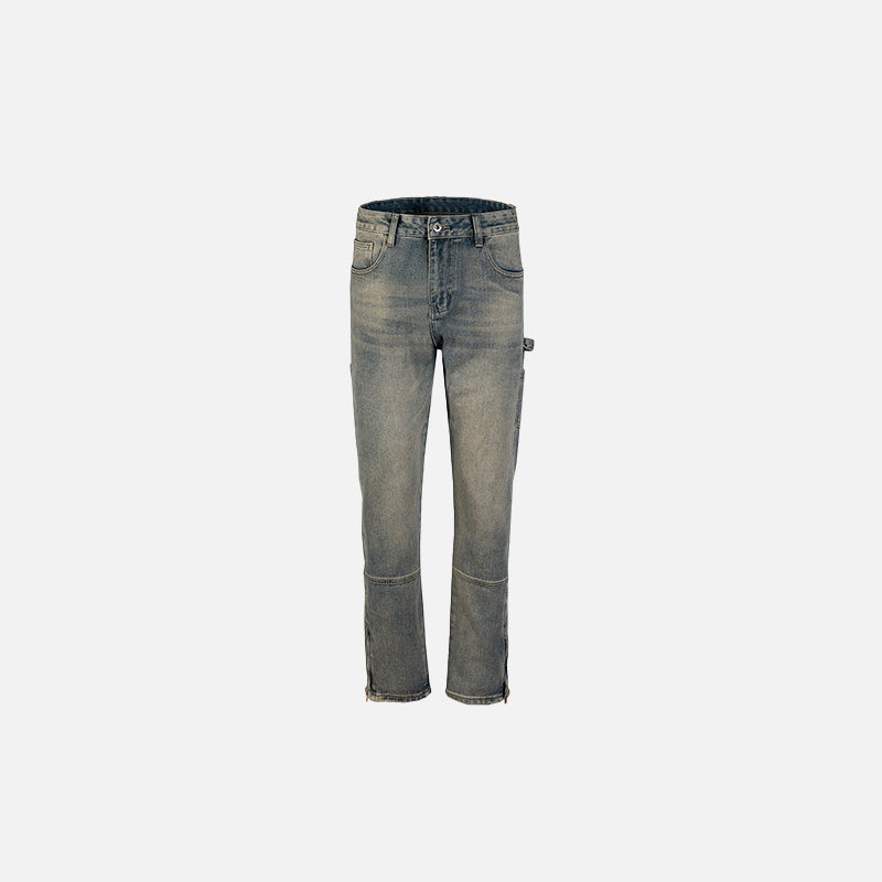 Vintage Washed Y2K Straight-Leg Denim Jeans for a Retro Aesthetic Look