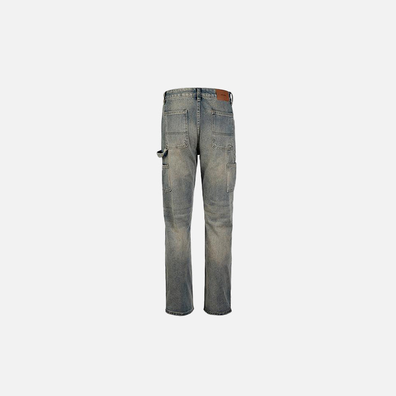 Vintage Washed Y2K Straight-Leg Denim Jeans for a Retro Aesthetic Look