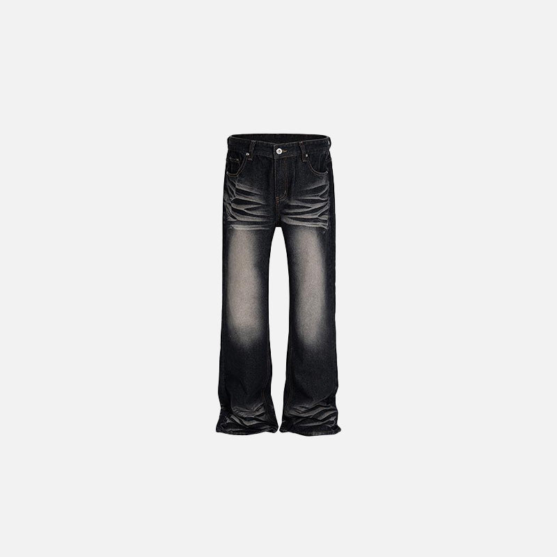 Vintage Washed Y2K Wide-Leg Jeans for a Retro Grunge Aesthetic Look