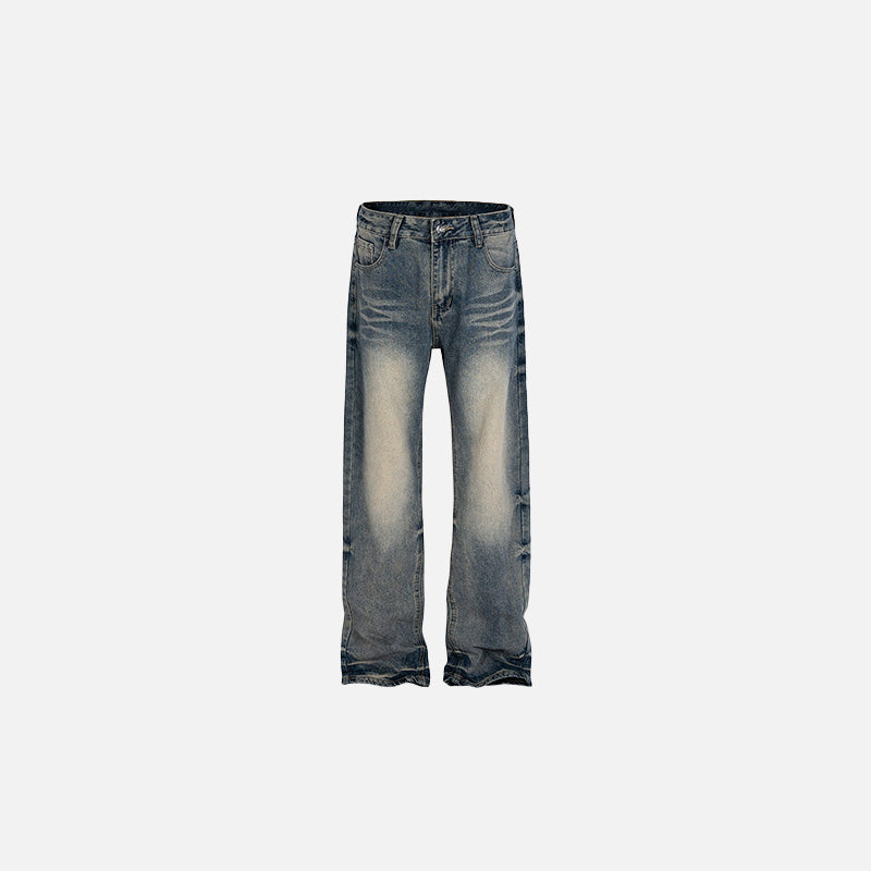 Vintage Washed Y2K Wide-Leg Jeans for a Retro Grunge Aesthetic Look