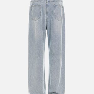 Vintage Y2K Basic Loose Jeans for Effortless Grunge Aesthetic and Comfy Style