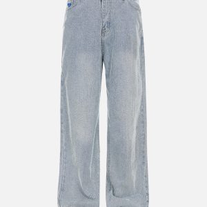 Vintage Y2K Basic Loose Jeans for Effortless Grunge Aesthetic and Comfy Style