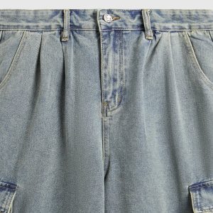 Vintage Y2K Denim Cargo Jorts for a Retro Aesthetic Look and Comfy Style