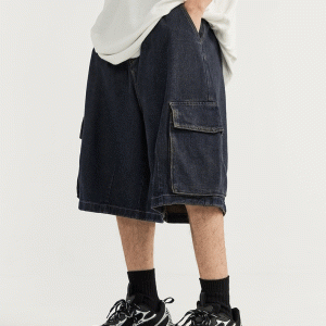 Vintage Y2K Denim Cargo Jorts for a Retro Aesthetic Look and Comfy Style