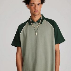 Vintage Y2K Half Zip-Up Polo Tee - Retro Aesthetic Top for Trendy Outfits