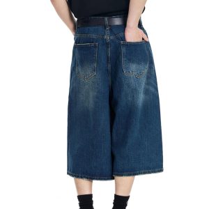 Vintage Y2K Wide-Leg Denim Jorts for a Retro Aesthetic Look