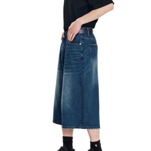 Vintage Y2K Wide-Leg Denim Jorts for a Retro Aesthetic Look