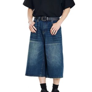 Vintage Y2K Wide-Leg Denim Jorts for a Retro Aesthetic Look