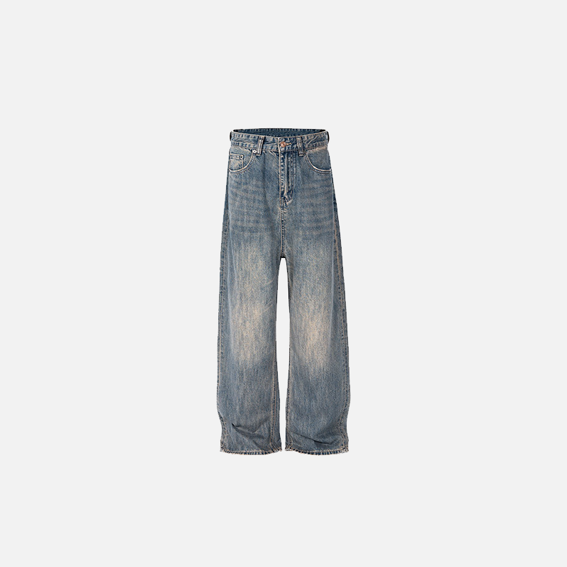 Vintage Y2K Wide-Leg Distressed Jeans for a Retro Grunge Aesthetic Look