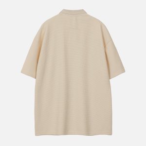 Waffle Basic Polo Tee - Y2K Aesthetic Top for Cute Outfits and Comfy Layering