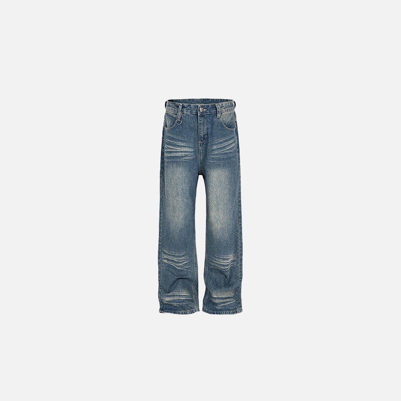 Washed Blue Y2K Loose Jeans for a Trendy Grunge Aesthetic Look