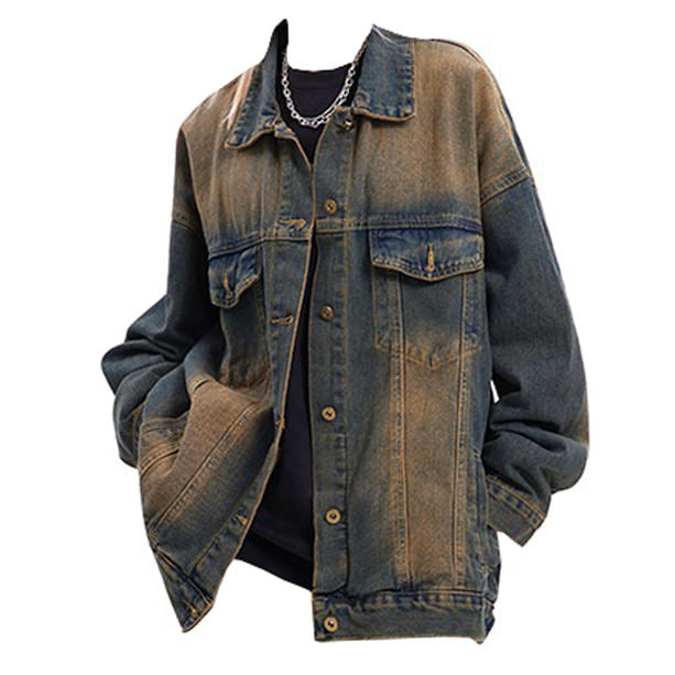 Washed Brown Oversized Denim Jacket for Y2K Aesthetic and Grunge Style Outfits