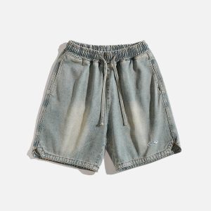 Washed Embroidery Jorts: Y2K Aesthetic Denim Shorts for Trendy Coquette Style