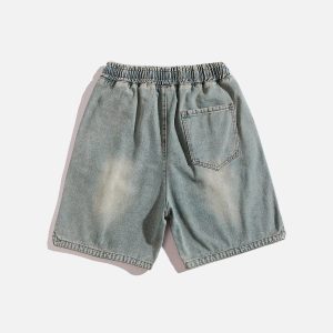 Washed Embroidery Jorts: Y2K Aesthetic Denim Shorts for Trendy Coquette Style