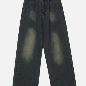 Washed Vintage Loose Jeans for Y2K Aesthetic and Grunge Style Outfits